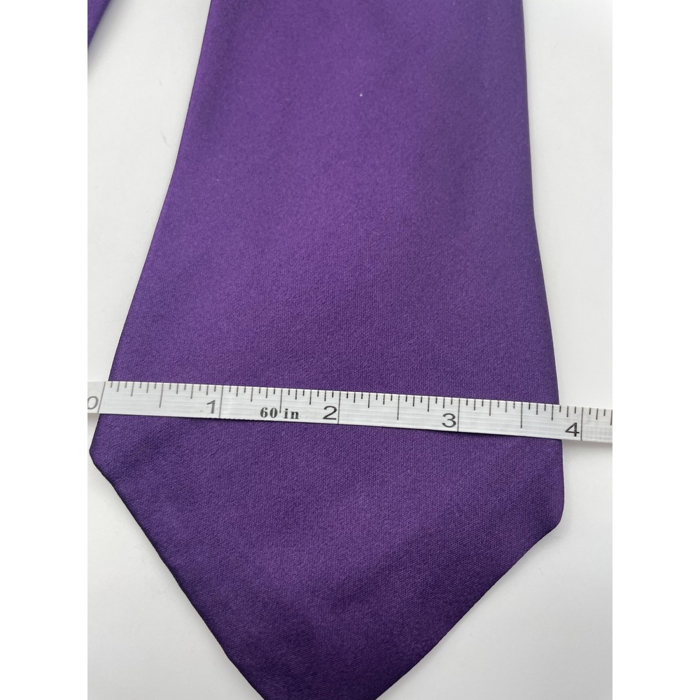 Ralph Lauren Purple Label Silk Tie Solid Purple Made in England Hand Made 3.75" - Picture 7 of 7